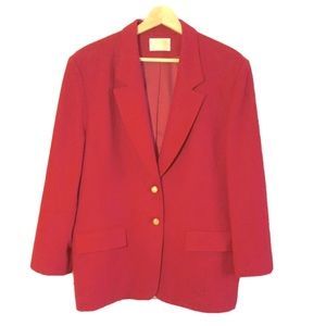 Pendleton Wool Blazer Jacket Long Sleeves Button Front Red Sz 16